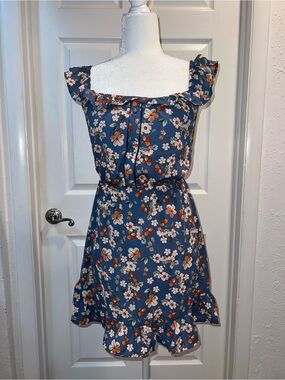 Sienna Sky Blue Floral Ruffle Maxi Dress size XS